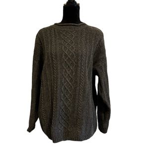 PBJ Sport Blues XL Men’s Cable Knit Acid Washed Gray Sweater linen nylon wool